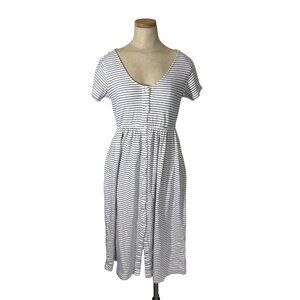 Kate Quinn dress women's XS white black striped short sleeve button front